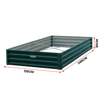 Wallaroo Garden Bed 240 x 120 x 30cm Galvanized Steel - Green.