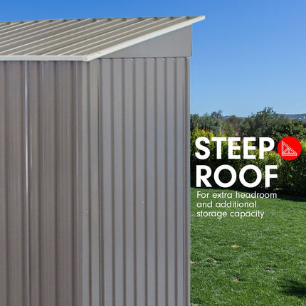 Wallaroo 4ft x 8ft Garden Shed with Base Flat Roof Outdoor Storage - Grey.