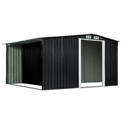 Wallaroo Garden Shed with Semi-Closed Storage 10*8FT - Black.