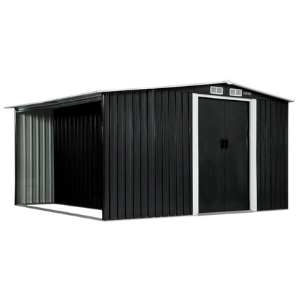 Wallaroo Garden Shed with Semi-Closed Storage 10*8FT - Black.