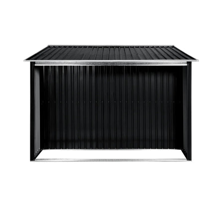 Wallaroo Garden Shed with Semi-Closed Storage 10*8FT - Black.
