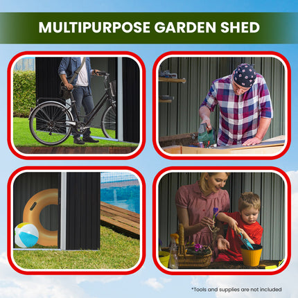 Wallaroo Garden Shed with Semi-Closed Storage 10*8FT - Black.