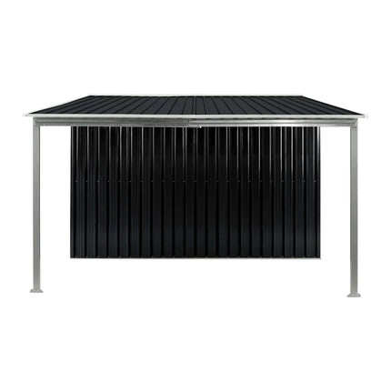 Wallaroo 6x8ft Zinc Steel Garden Shed with Open Storage - Black.