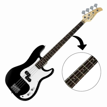 Karrera 39in Electric Guitar Bass Tuner Music 4-String Instrument Full Size Black.