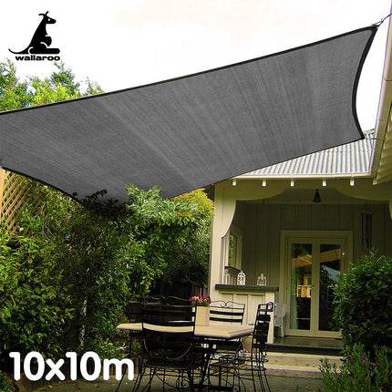 Wallaroo Outdoor Sun Shade Sail Canopy Grey Square 10 x 10M.