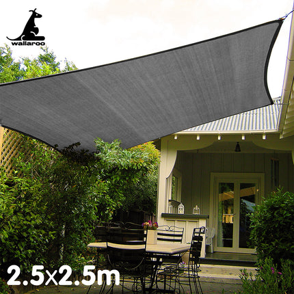 Wallaroo Outdoor Sun Shade Sail Canopy Grey Square 2.5 x 2.5M.