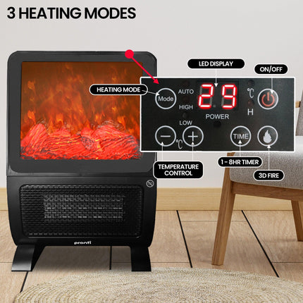 Pronti 2000W 3D Fire PTC Electric Portable Room Heater.
