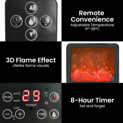 Pronti 2000W 3D Fire PTC Electric Portable Room Heater.