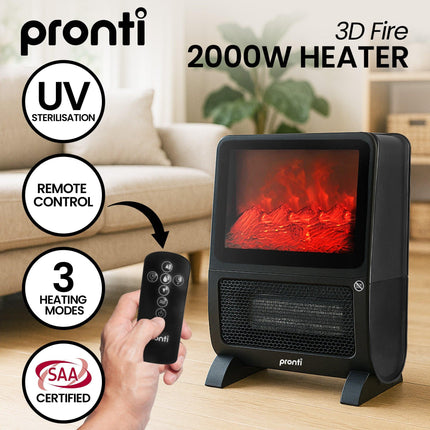 Pronti 2000W 3D Fire PTC Electric Portable Room Heater.