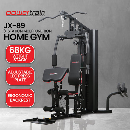 Powertrain Jx-89 Multi Station Home Gym 68kg Weight Cable Machine.