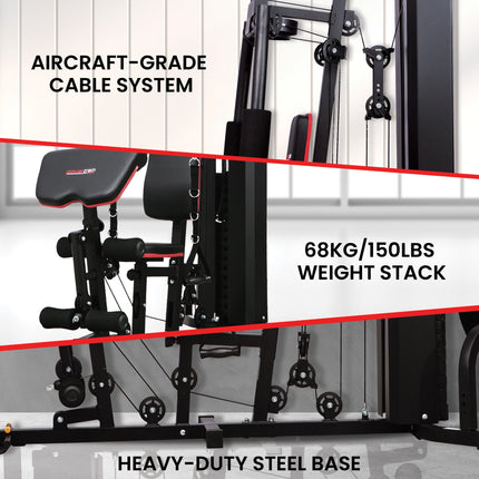 Powertrain Jx-89 Multi Station Home Gym 68kg Weight Cable Machine.