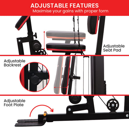 Powertrain Jx-89 Multi Station Home Gym 68kg Weight Cable Machine.