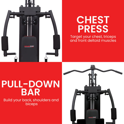 Powertrain Jx-89 Multi Station Home Gym 68kg Weight Cable Machine.