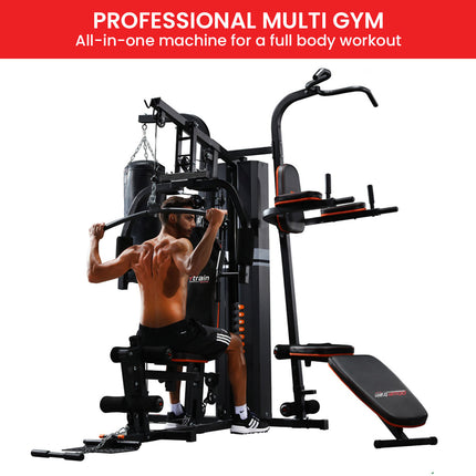 Powertrain Multi Station Home Gym 150lbs Weights Punching Bag.