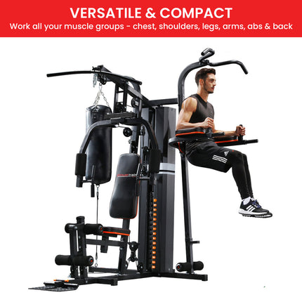 Powertrain Multi Station Home Gym 150lbs Weights Punching Bag.