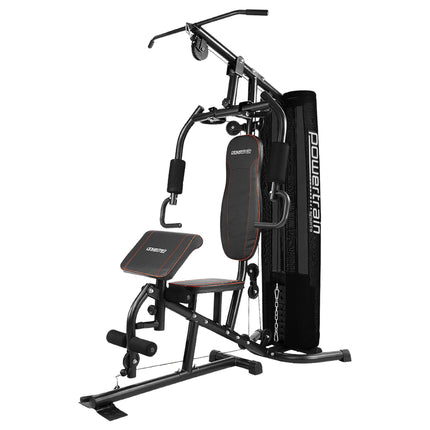 Powertrain Multi Station Home Gym With 68kg Weights Preacher Curl Pad.
