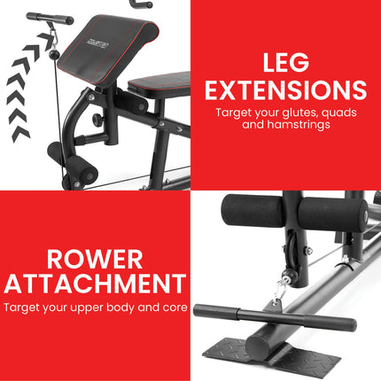 Powertrain Multi Station Home Gym With 68kg Weights Preacher Curl Pad.