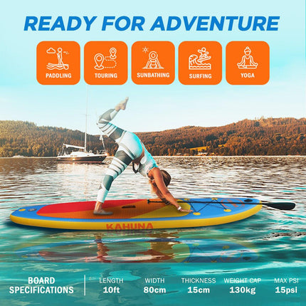 Kahuna Hana Inflatable Stand Up Paddle Board 10FT w/ iSUP Accessories.