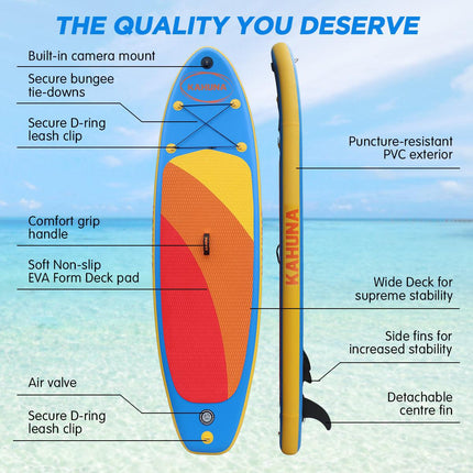 Kahuna Hana Inflatable Stand Up Paddle Board 10FT w/ iSUP Accessories.