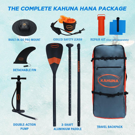 Kahuna Hana Inflatable Stand Up Paddle Board 10FT w/ iSUP Accessories.