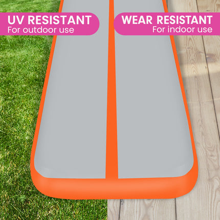 Powertrain Airtrack 20cm Thick 3m x 1m Inflatable Gymnastics Tumbling Mat Air Track - Orange.