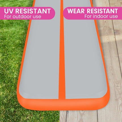 Powertrain Airtrack 20cm Thick 3m x 1m Inflatable Gymnastics Tumbling Mat Air Track - Orange.