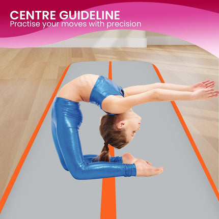Powertrain Airtrack 20cm Thick 3m x 1m Inflatable Gymnastics Tumbling Mat Air Track - Orange.