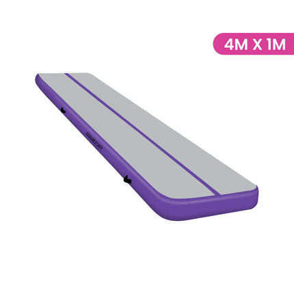Powertrain Airtrack 20cm Thick 4m x 1m Inflatable Gymnastics Tumbling Mat Air Track - Purple.