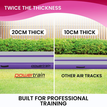 Powertrain Airtrack 20cm Thick 4m x 1m Inflatable Gymnastics Tumbling Mat Air Track - Purple.