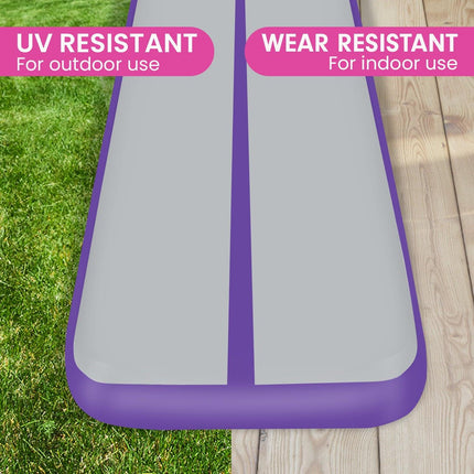 Powertrain Airtrack 20cm Thick 4m x 1m Inflatable Gymnastics Tumbling Mat Air Track - Purple.