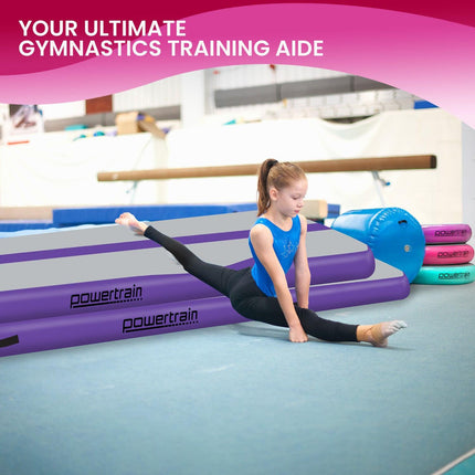 Powertrain Airtrack 20cm Thick 4m x 1m Inflatable Gymnastics Tumbling Mat Air Track - Purple.