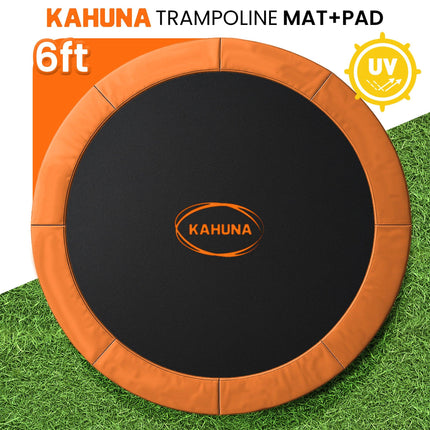 Kahuna 6ft Trampoline Replacememnt Safety Pad Cover and Spring Jumping Bounce Mat Orange.