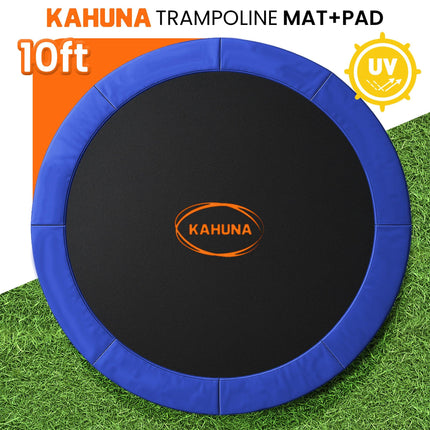 Kahuna 10ft Replacement Trampoline Safety Pad Cover and Jumping Spring Mat - Blue.