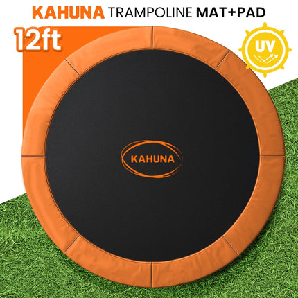 Kahuna 12ft Replacement Trampoline Safety Pad Cover and Jumping Spring Mat - Orange.