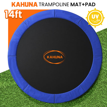 Kahuna 14ft Replacement Trampoline Safety Pad Cover and Jumping Spring Mat - Blue.