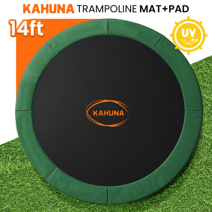 Kahuna 14ft Replacement Trampoline Safety Pad Cover and Jumping Spring Mat - Green.