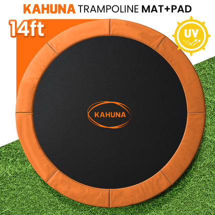 Kahuna 14ft Replacement Trampoline Safety Pad Cover and Jumping Spring Mat - Orange.