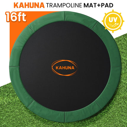 Kahuna 16ft Replacement Trampoline Safety Pad Cover and Jumping Spring Mat - Green.