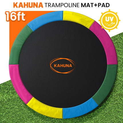 Kahuna 16ft Replacement Trampoline Safety Pad Cover and Jumping Spring Mat - Rainbow.