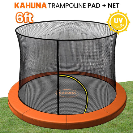 Kahuna 6ft Trampoline Pad and Net - Orange.