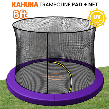 Kahuna 6ft Trampoline Pad and Net - Purple.