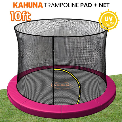 Kahuna 10ft Trampoline Pad and Net - Pink.
