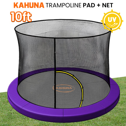 Kahuna 10ft Trampoline Pad and Net - Purple.