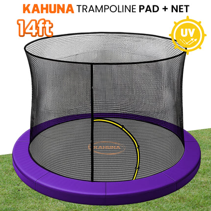 Kahuna 14ft Trampoline Pad and Net - Purple.