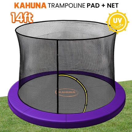 Kahuna 14ft Trampoline Pad and Net - Purple.