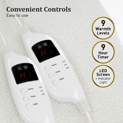 Laura Hill Electronic Fleecy Electric Blanket Heated Fitted Queen Size Bed Safety 9 Levels.