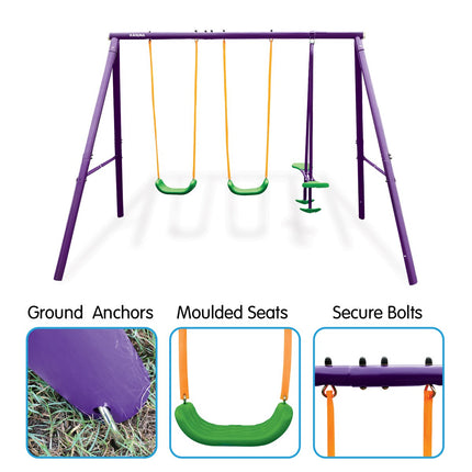 Kahuna Kids 4-Seater Swing Set Purple Green.