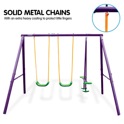 Kahuna Kids 4-Seater Swing Set Purple Green.