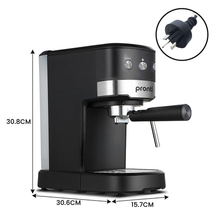 Pronti Breakfast Set with Rose Gold Kettle & Toaster with 1.2L Espresso Machine - White.