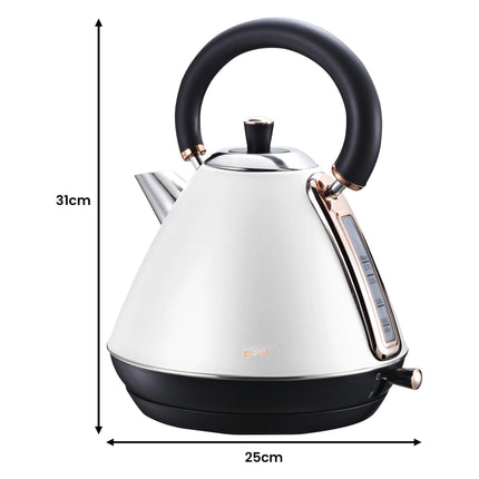 Pronti Breakfast Set with Rose Gold Kettle & Toaster with 1.2L Espresso Machine - White.